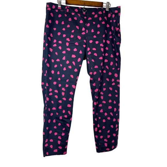 H & M women's slacks pants trousers chinos women's 14 blue navy pink fuchsia - Picture 1 of 12